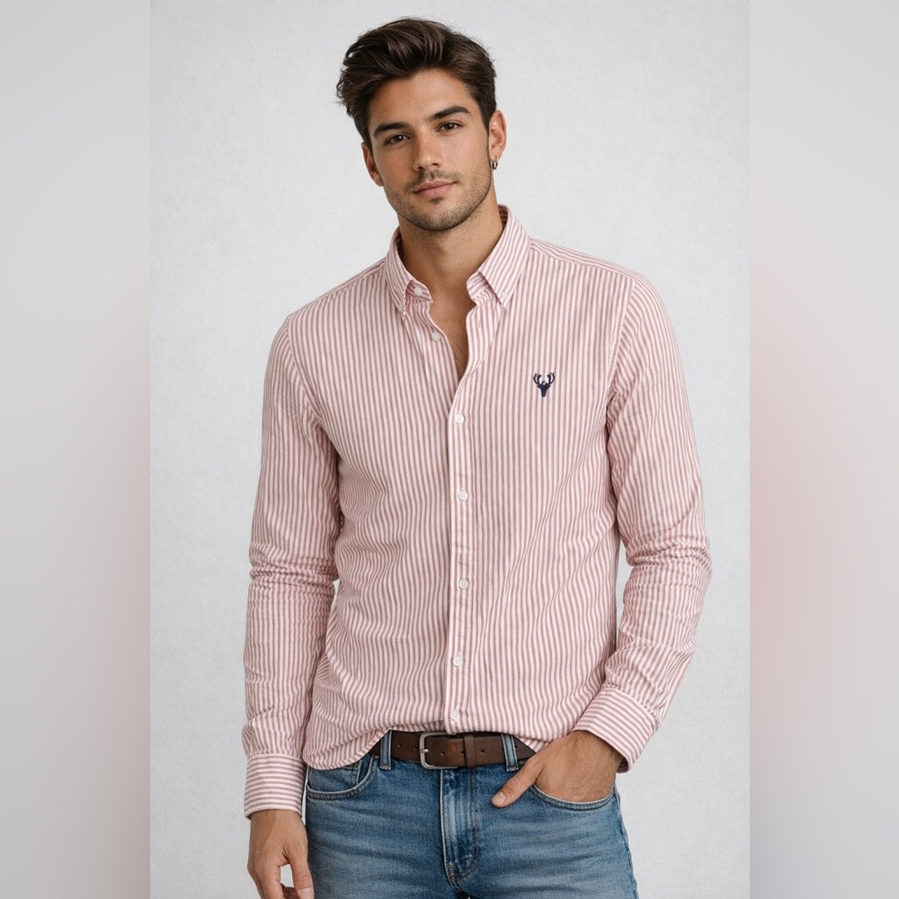 Scott Ellis Size Small Striped Button Down Shirt Pink White Preppy Quiet Luxury